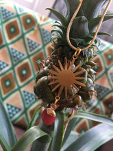 Load image into Gallery viewer, Sustainable Brass Sun & Natural Gemstone Necklace