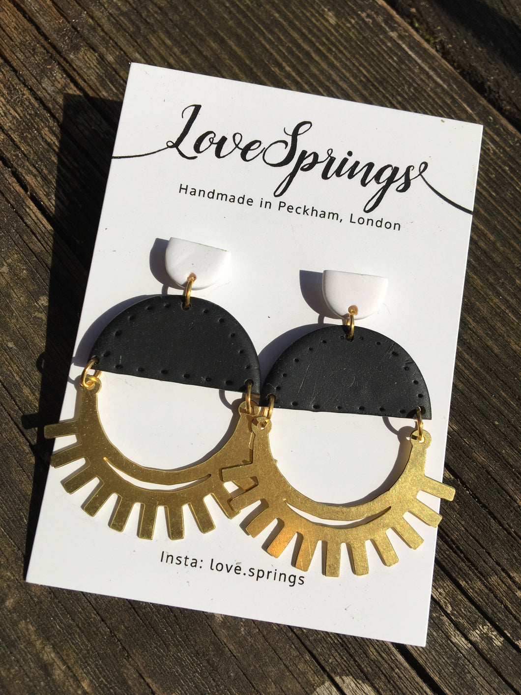 Eivissa Noir Large Sun Beam Earrings