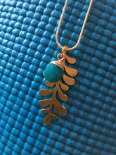 Load image into Gallery viewer, Sustainable Brass Leaf &amp; Natural Gemstone Necklace
