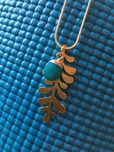 Sustainable Brass Leaf & Natural Gemstone Necklace