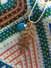 Load image into Gallery viewer, Sustainable Brass Leaf &amp; Natural Gemstone Necklace
