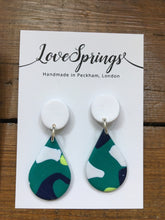 Load image into Gallery viewer, Green Abstract Large Teardrop Earrings
