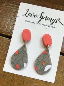 Pink Terrazzo Tear Drop Earrings