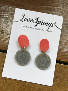 Pink Terrazzo Small Granite Circle Drop Earrings